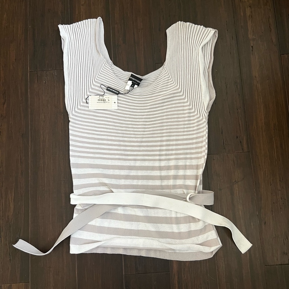 Emporio Armani - knit belted top - size IT 48 (US 12)